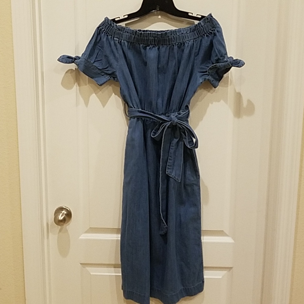 Off the shoulder denim dress